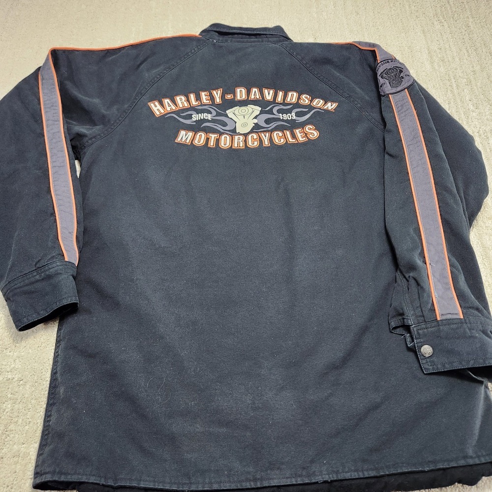 Harley Davidson Jacket Men M Canvas Quilt Lined Y2K Biker Motorcycle Insulated‎